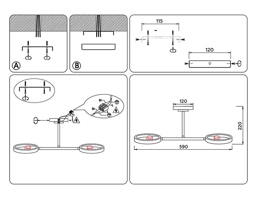 TR8243/2 WH/LWD белый/светлое дерево E27/2 max 40W 590*165*220